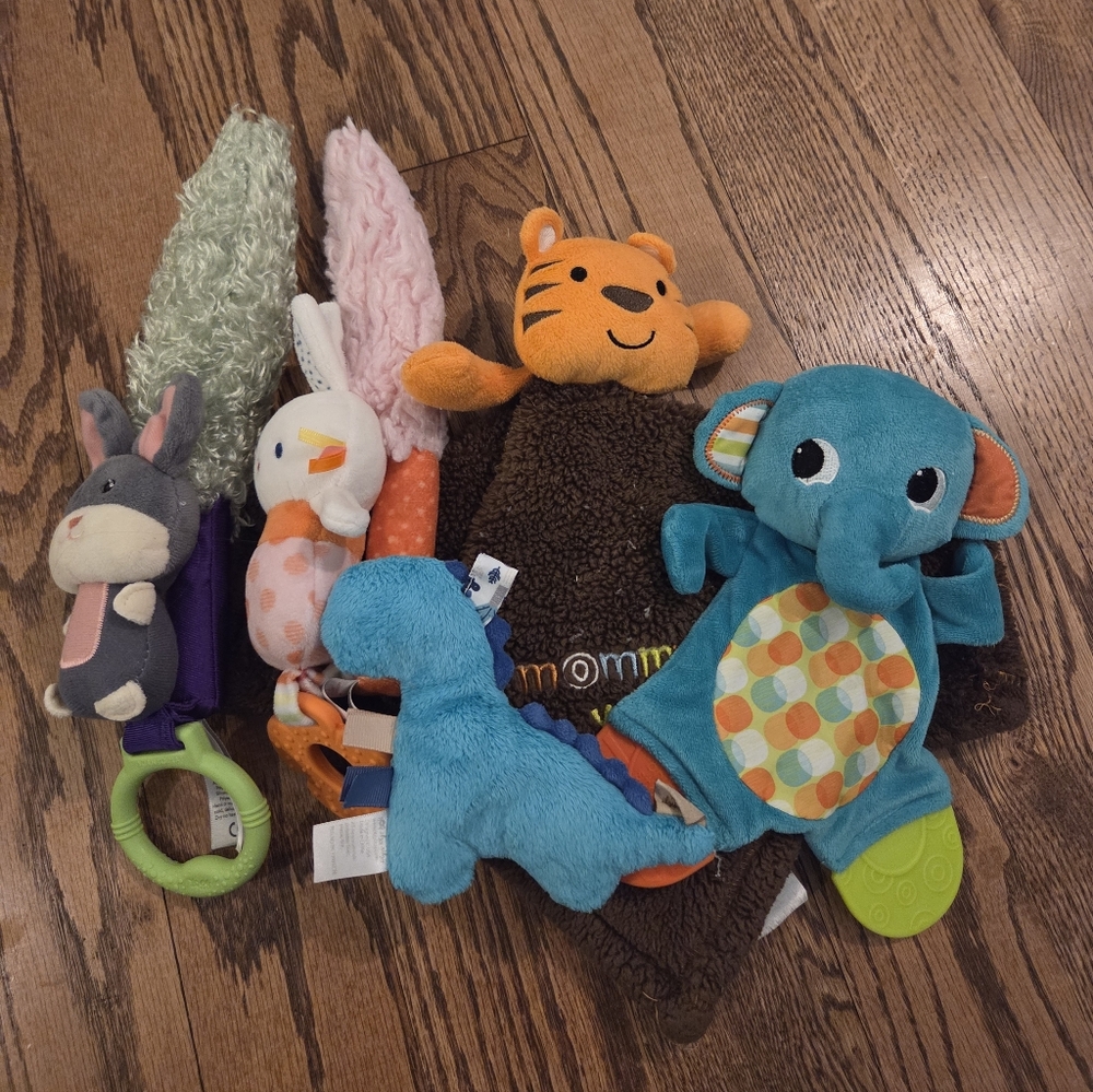 Baby - Colorful Animal Plush Teether, Lovey And Toy Set